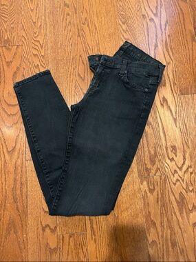 7 For All Mankind Black Skinny Jeans - Slim Stretch Denim
